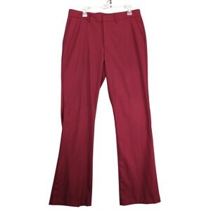 Nova Men Burgundy Modern Dress Pants 34x33" Flat Front‎ Straight Career Office